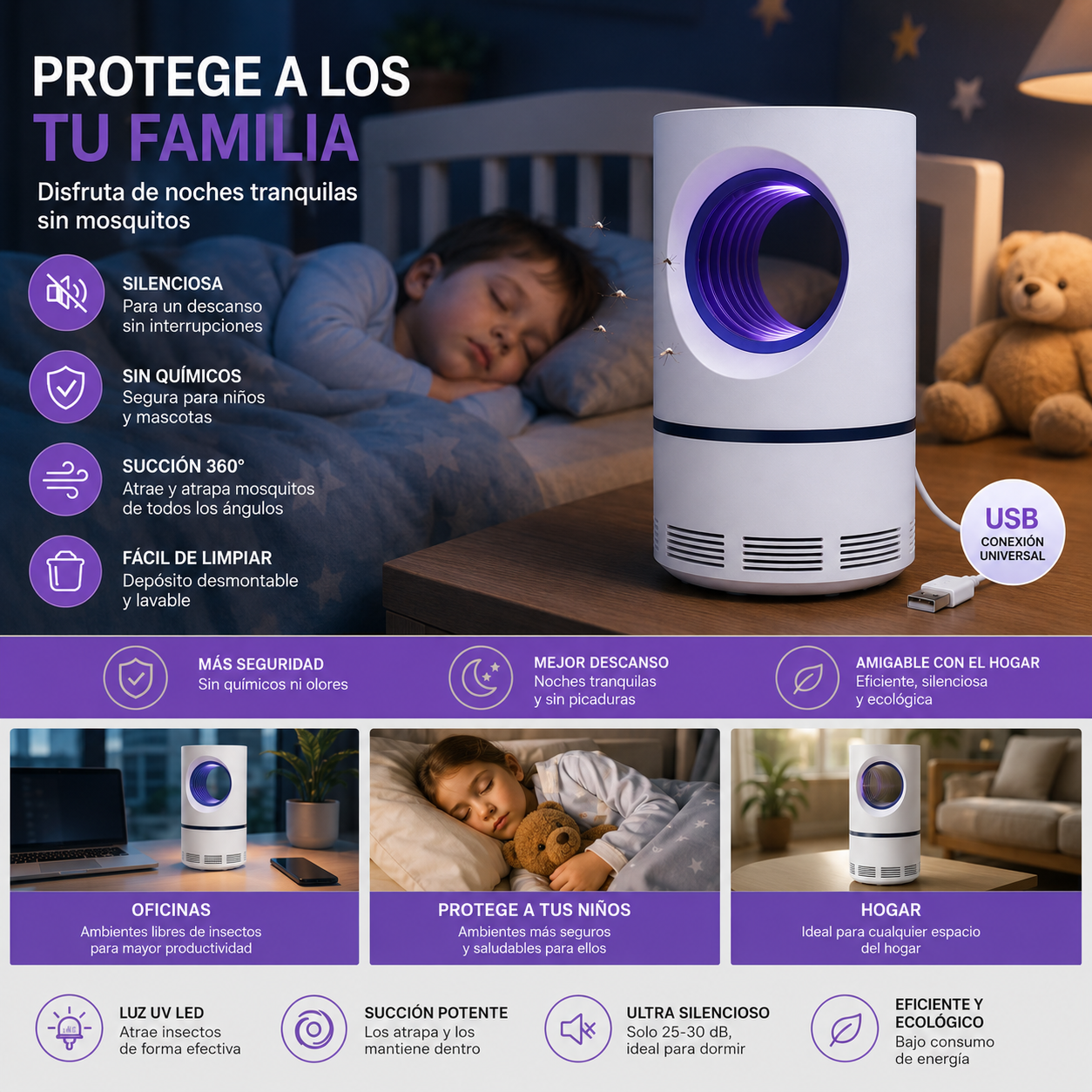LÁMPARA ANTIMOSQUITOS LED PRO