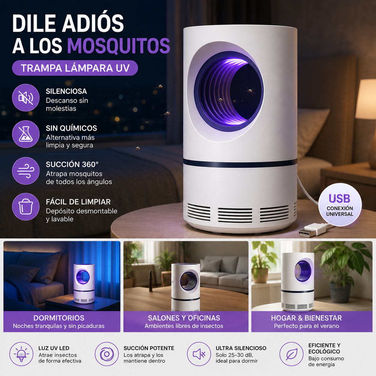 LÁMPARA ANTIMOSQUITOS LED PRO